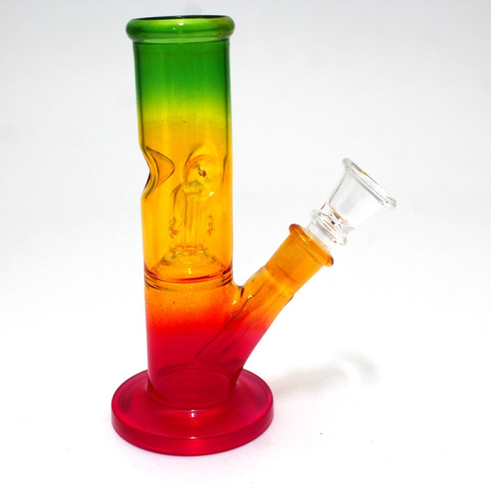 6" Rasta Color Flat Bottom Dome Percolator Single Slide Bowl Water Pipe G-G