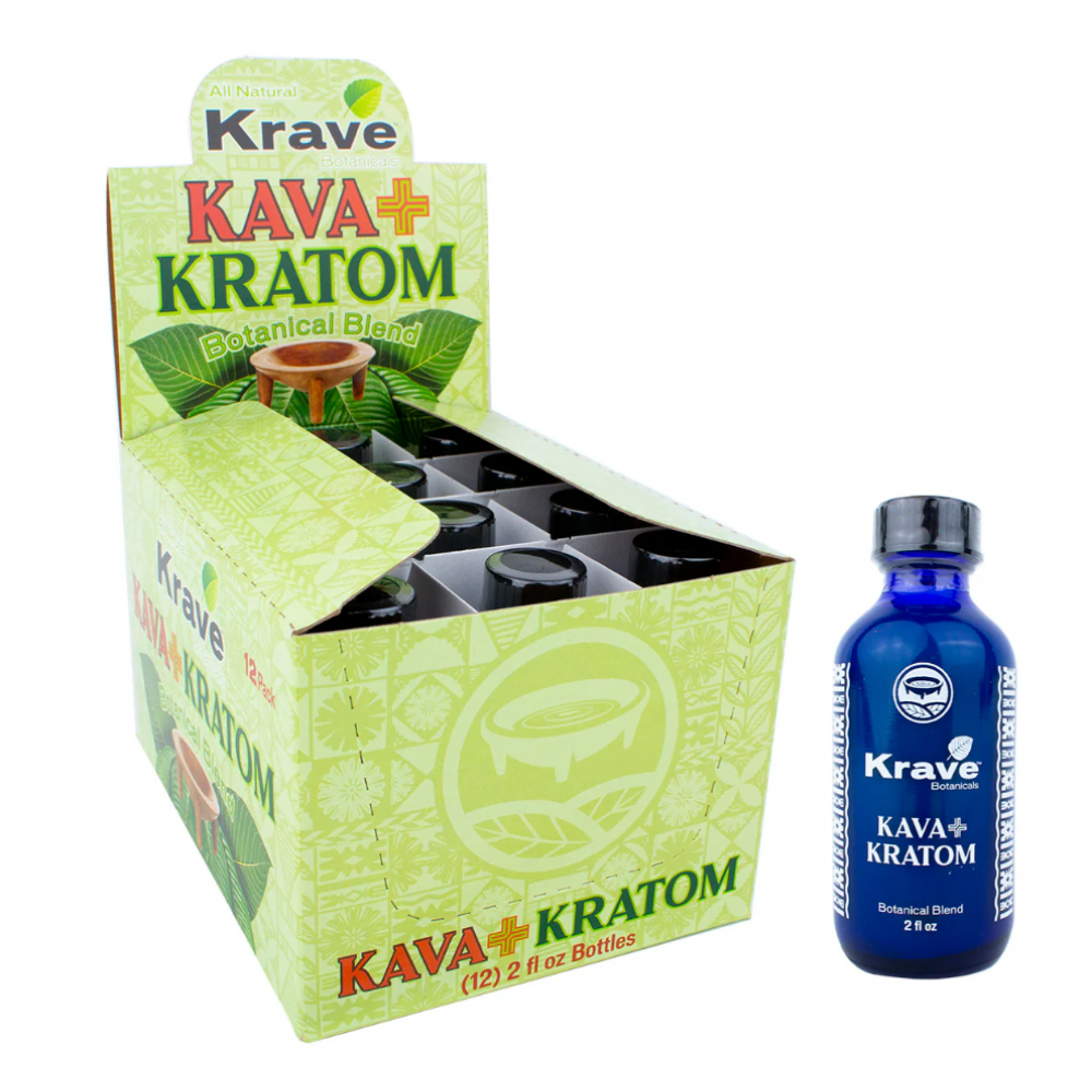 Krave Kava + Kratom Botanical Blend 2 oz 12 Bottles Per Box