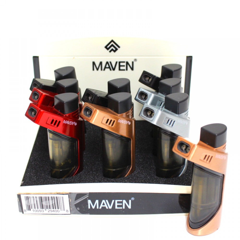 Maven Duo Double Jet Flame Torch Lighter 9 Pcs Per Display