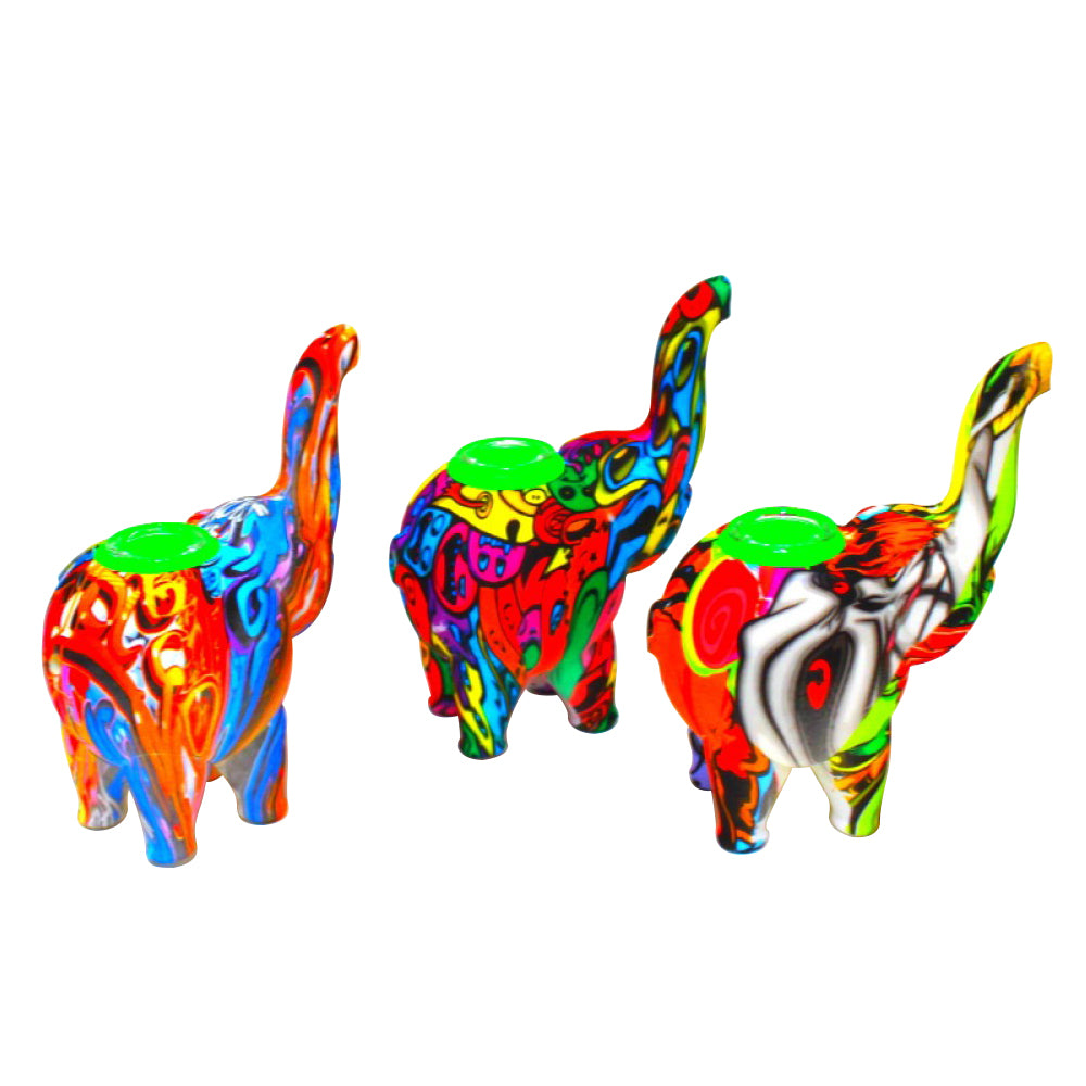 Multi Color Silicone Elephant Bubbler With Glass Bowl