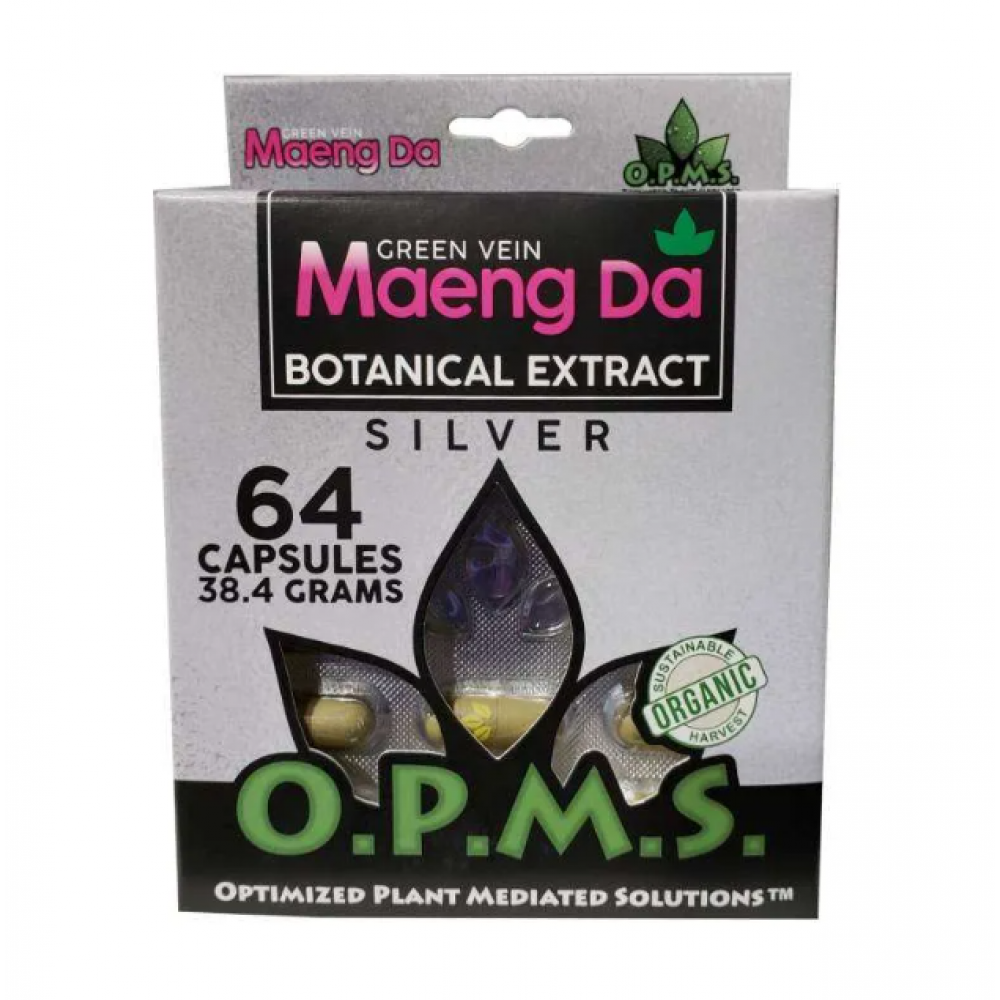 O.P.M.S Kratom Silver Green Vein Maeng Da 64 Capsules