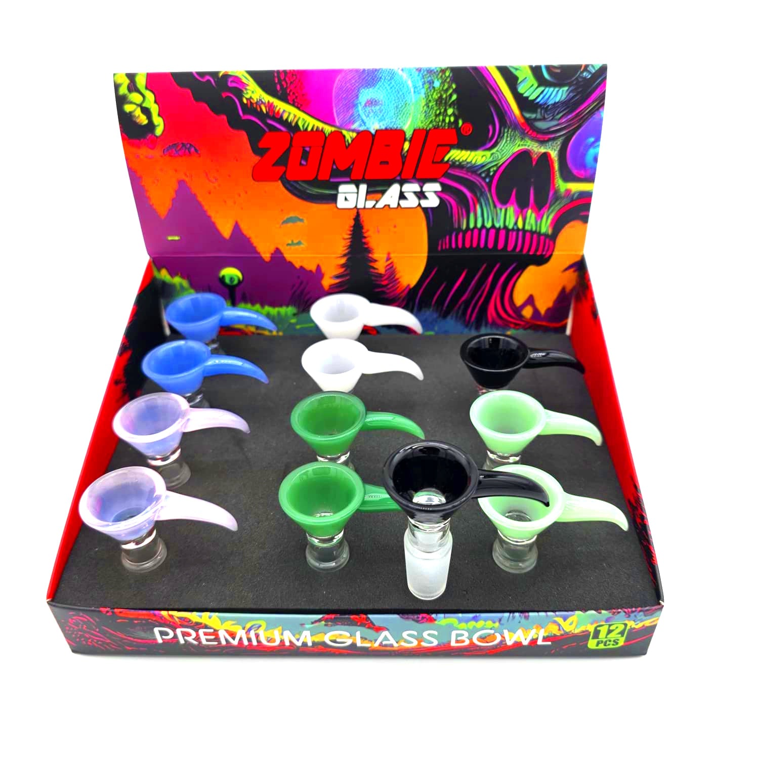 WHP-241 ZOMBIE  GLASS BOWL 14 MM MALE 12 PER PACK