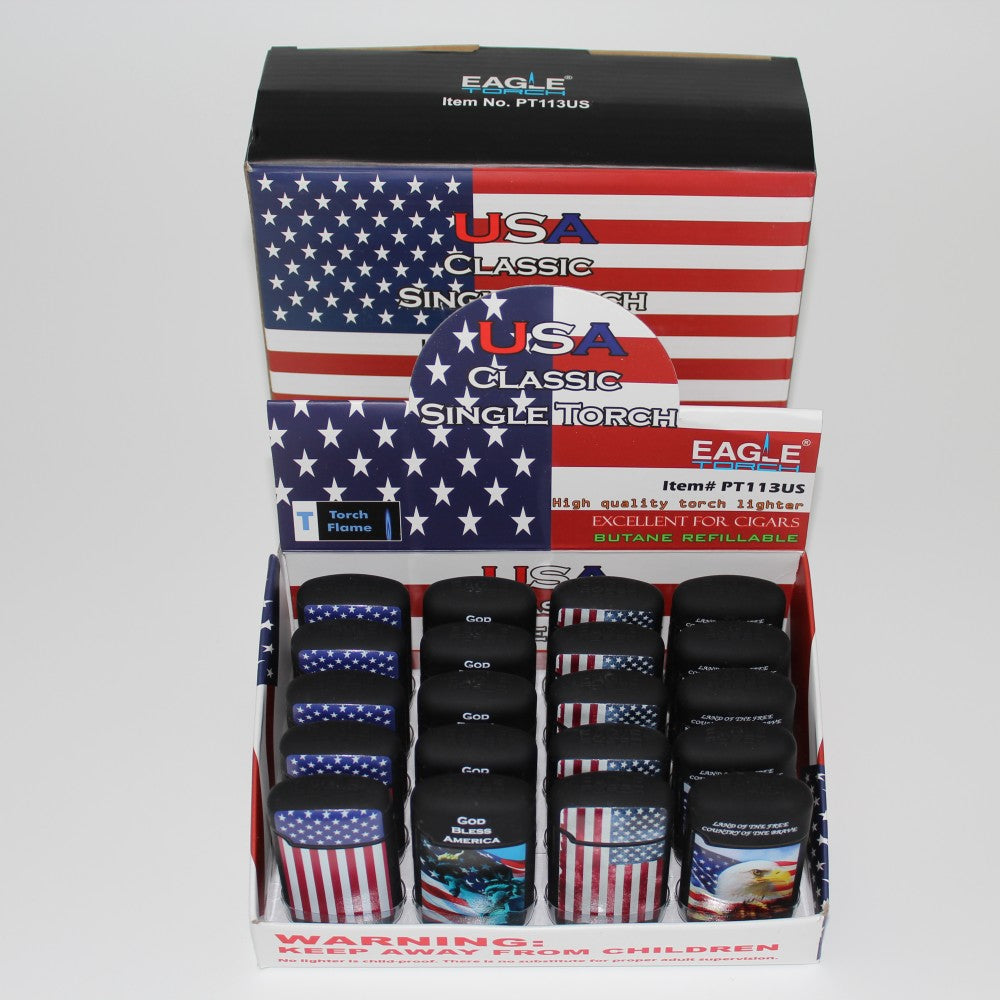 PT113US Eagle USA Classic Single Lighter 20 Per Pack