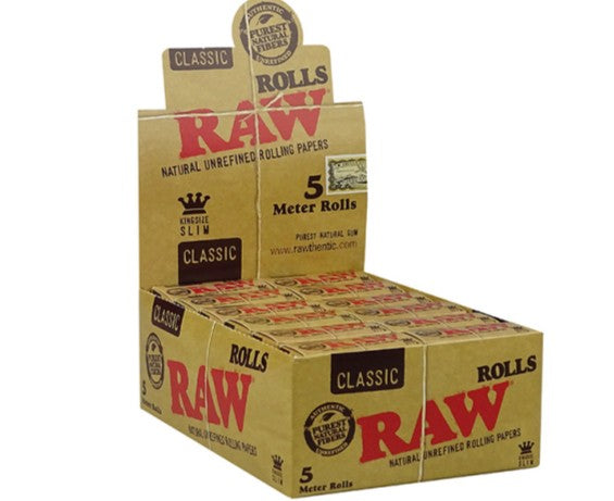 Raw Classic King Size Slim 5 Meter Rolls 24 Per Box