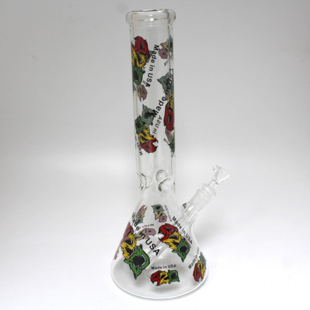 14'' USA Beaker With Full Decal Water Pipe Glass ON Glass