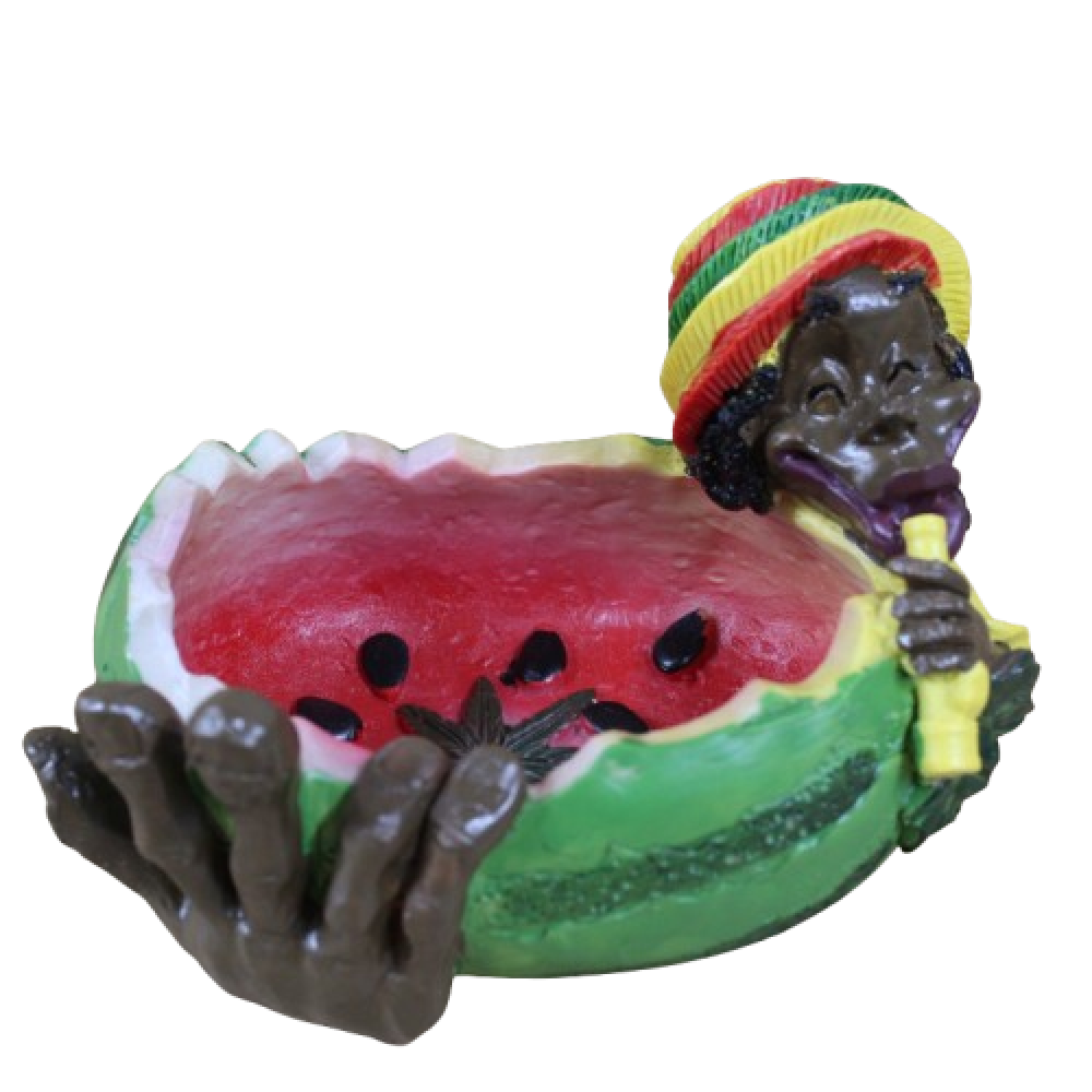 Rasta Color Ashtray With Big Watermelon Art Design