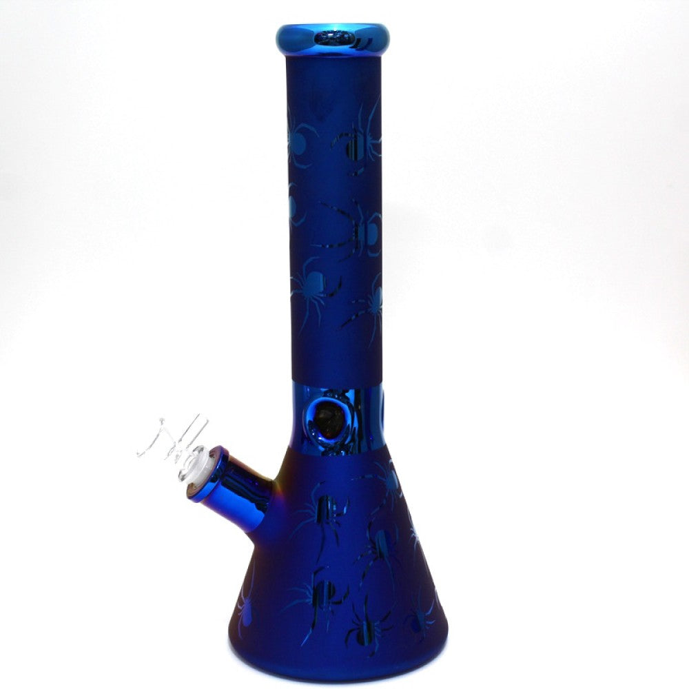 14'' Heavy Beaker Base Spider Art Picture Heavy Duty Glass Water Pipe G-G