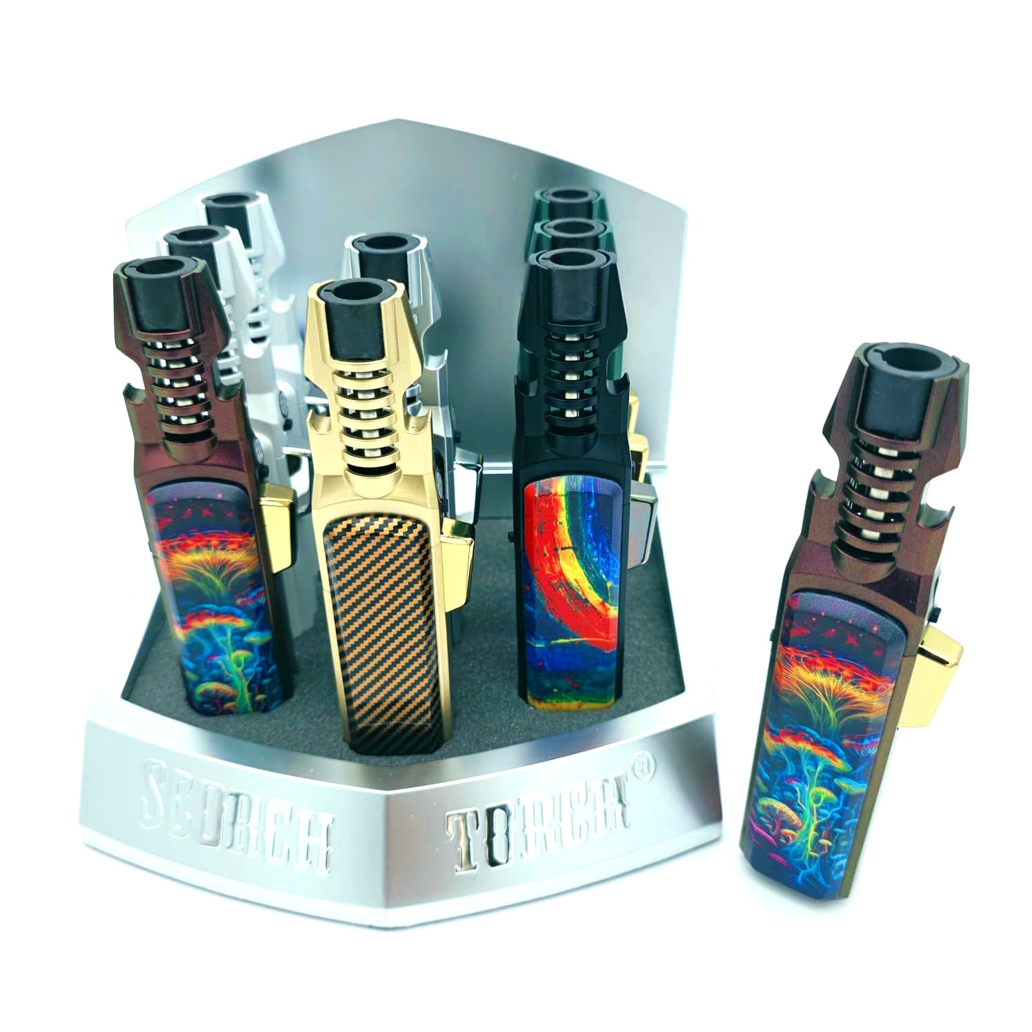 Scorch Torch 61879 Tall Single Flame Torch Lighter W Side Ignition Button 9 PK