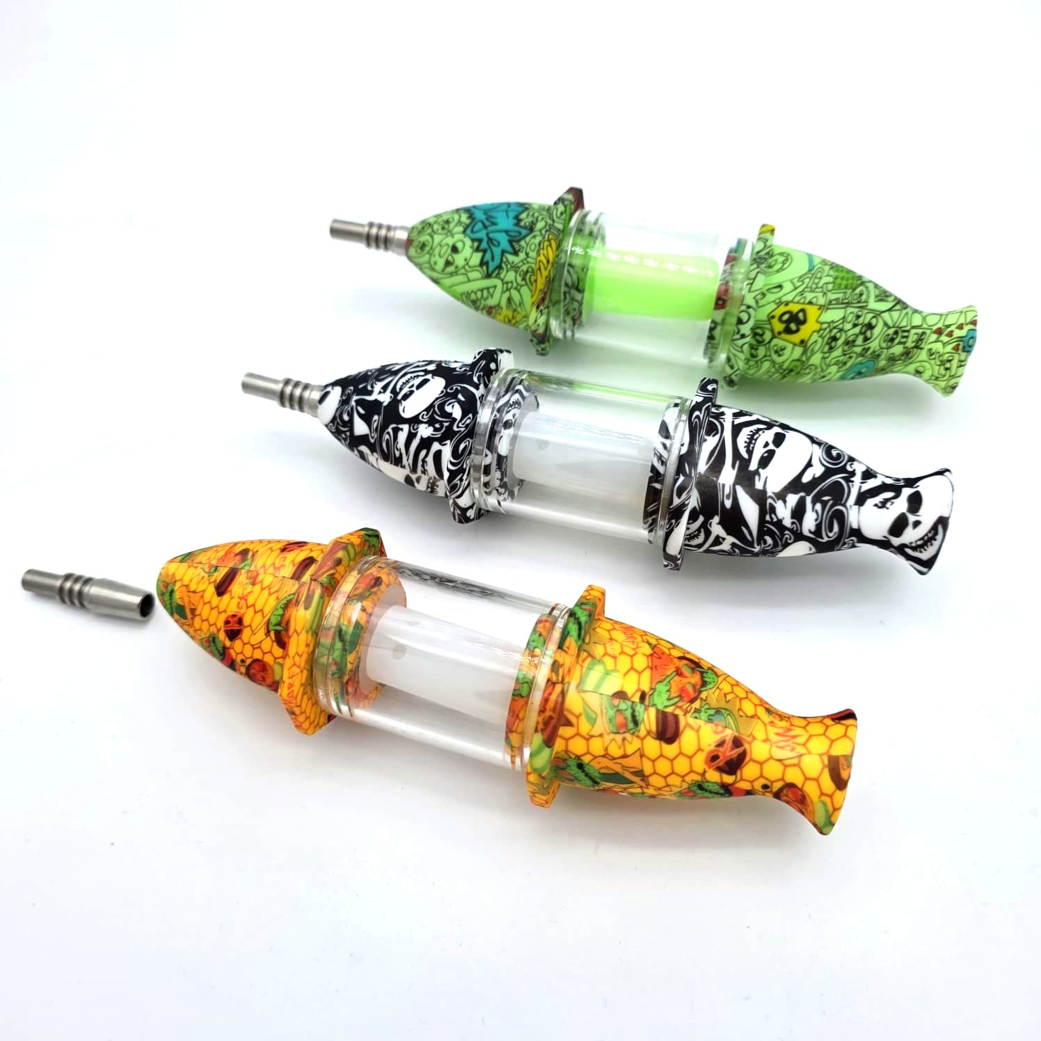 7'' Silicone&  Glass NC  Kit  W/ Ceramic Nails 10 MM Size