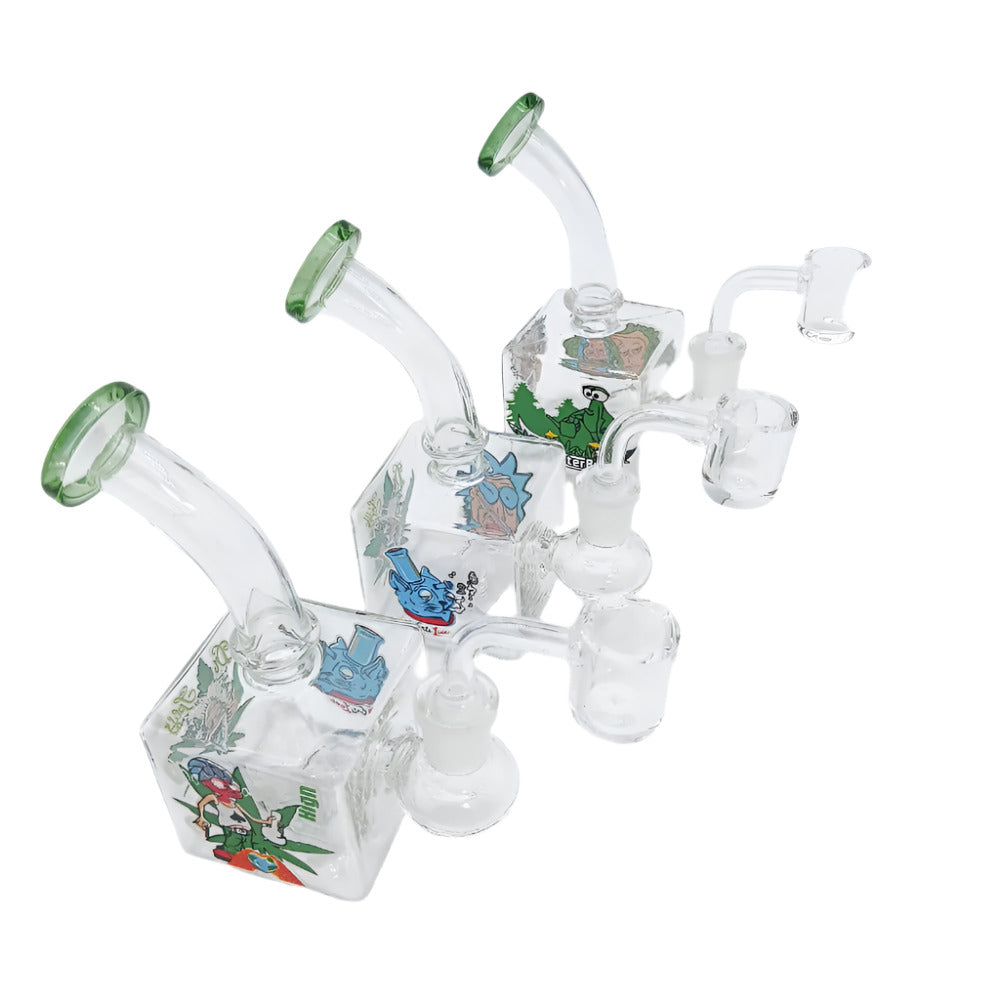 5 inch square dab rig water pipe with 14mm male banger