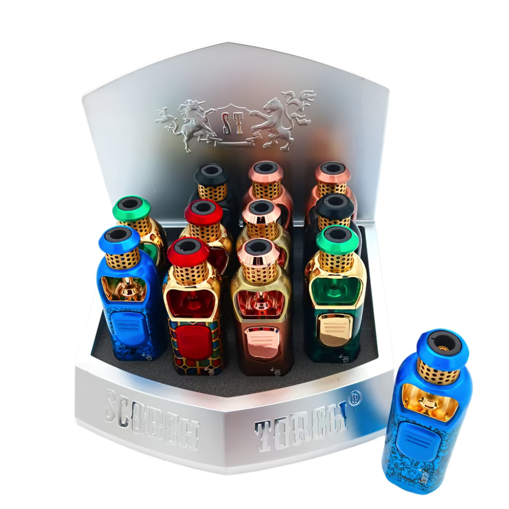 Scorch Torch 61795 Standing Hold Button Fancy Torch Lighter – 12 Count Pack