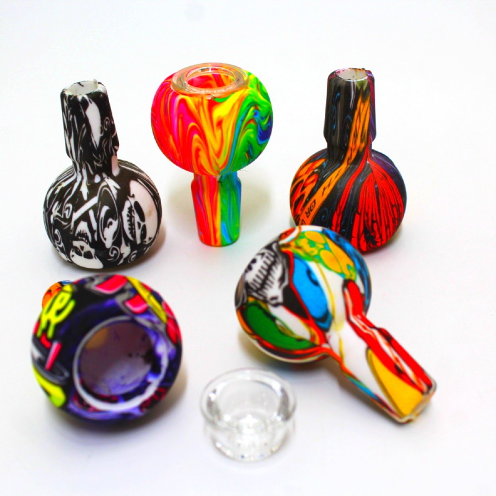 Silicone Multi Printed Color Bowl 18 MM Male