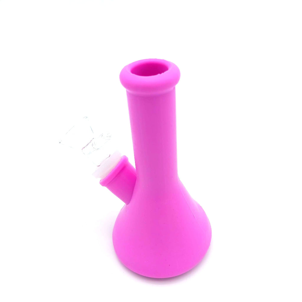 Solid color silicone beaker base water pipe with 14mm male bowl smoke