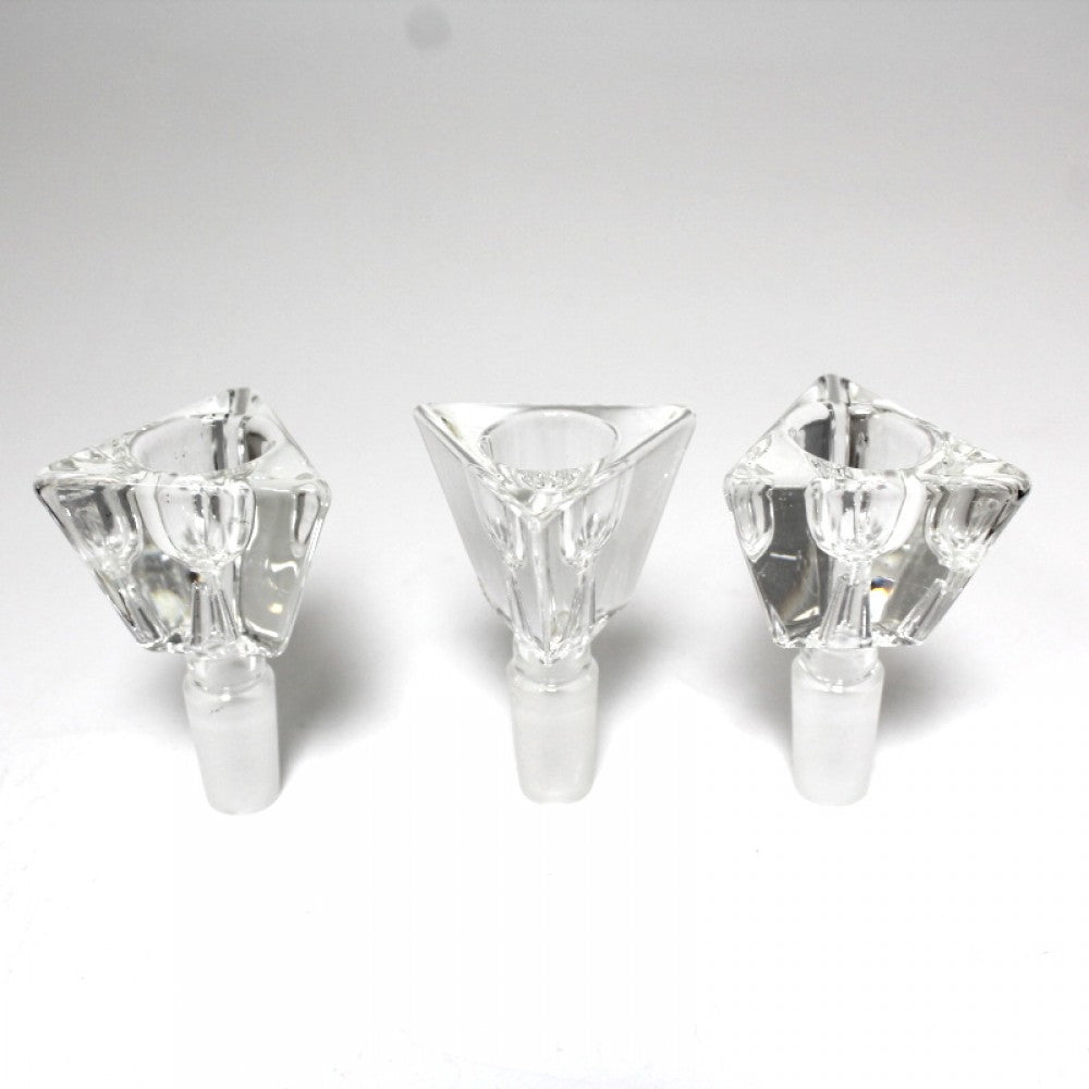 Triangle Shape Clear Glass Bowl 14 MM Male Glass On Glass