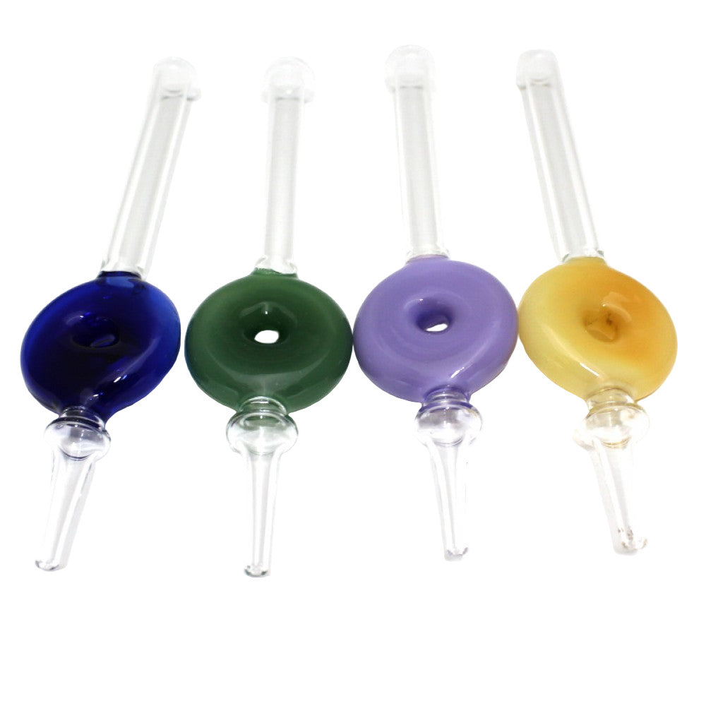 US Color Glass Donut Shaped Straw Kit with Durable Glass Straw and Colorful Donut Design