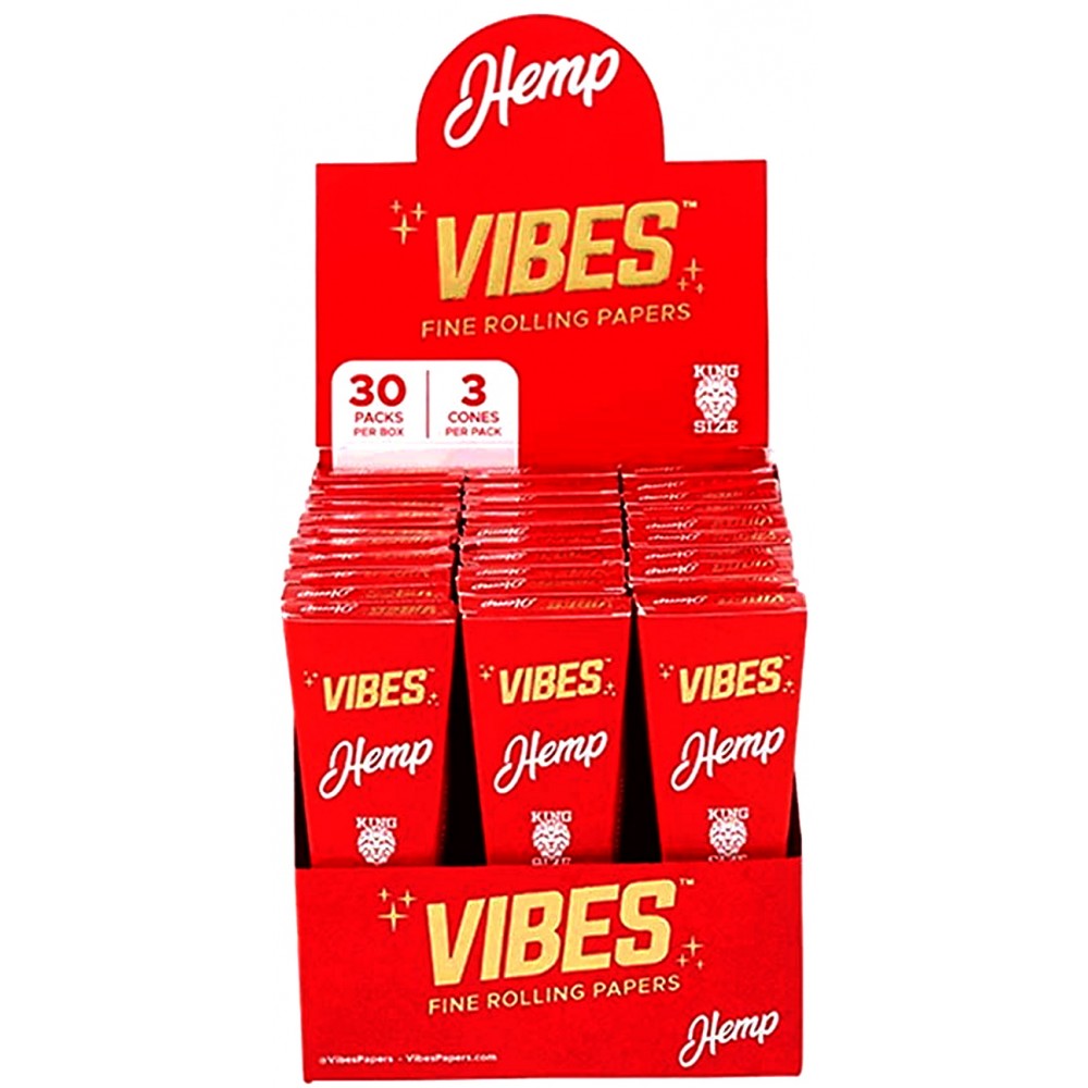 Vibes Cone Hemp King Size 30 Packs Per Box / 3 Cones Per Pack