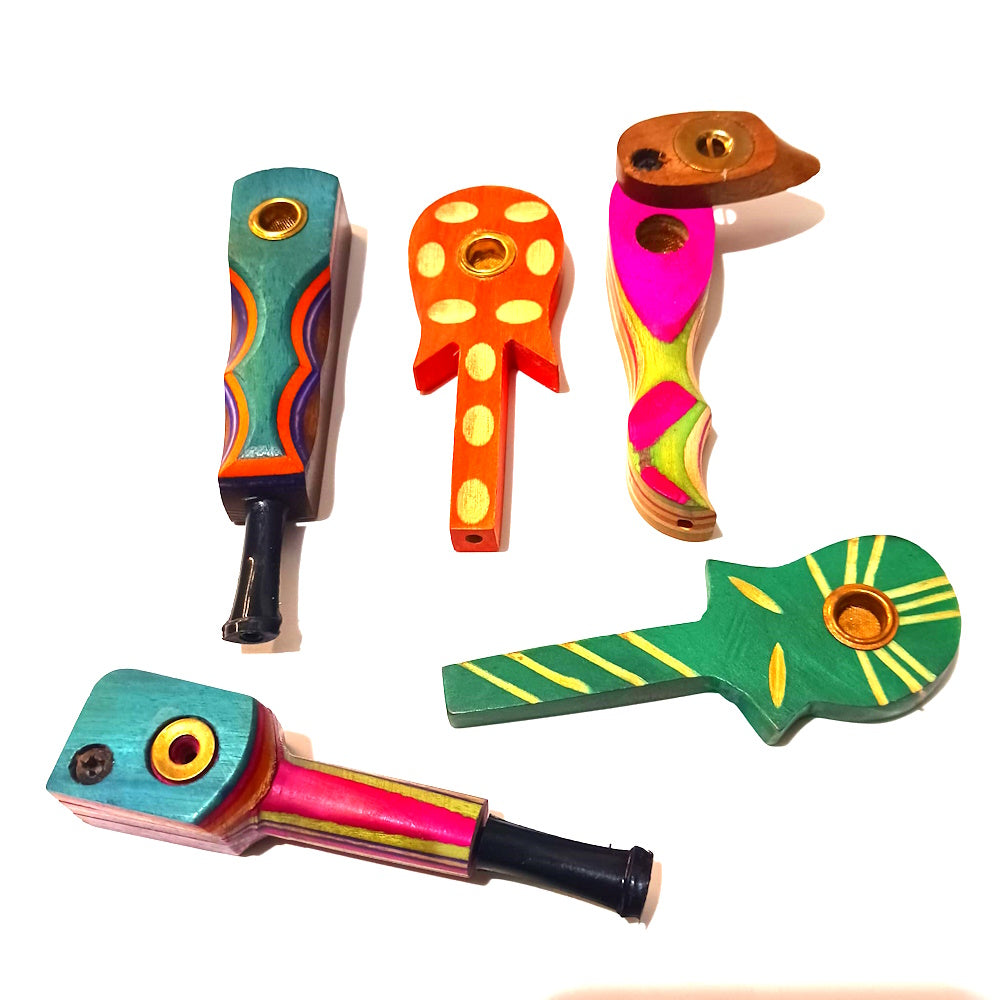 4" Assorted Design Wooden Pipes