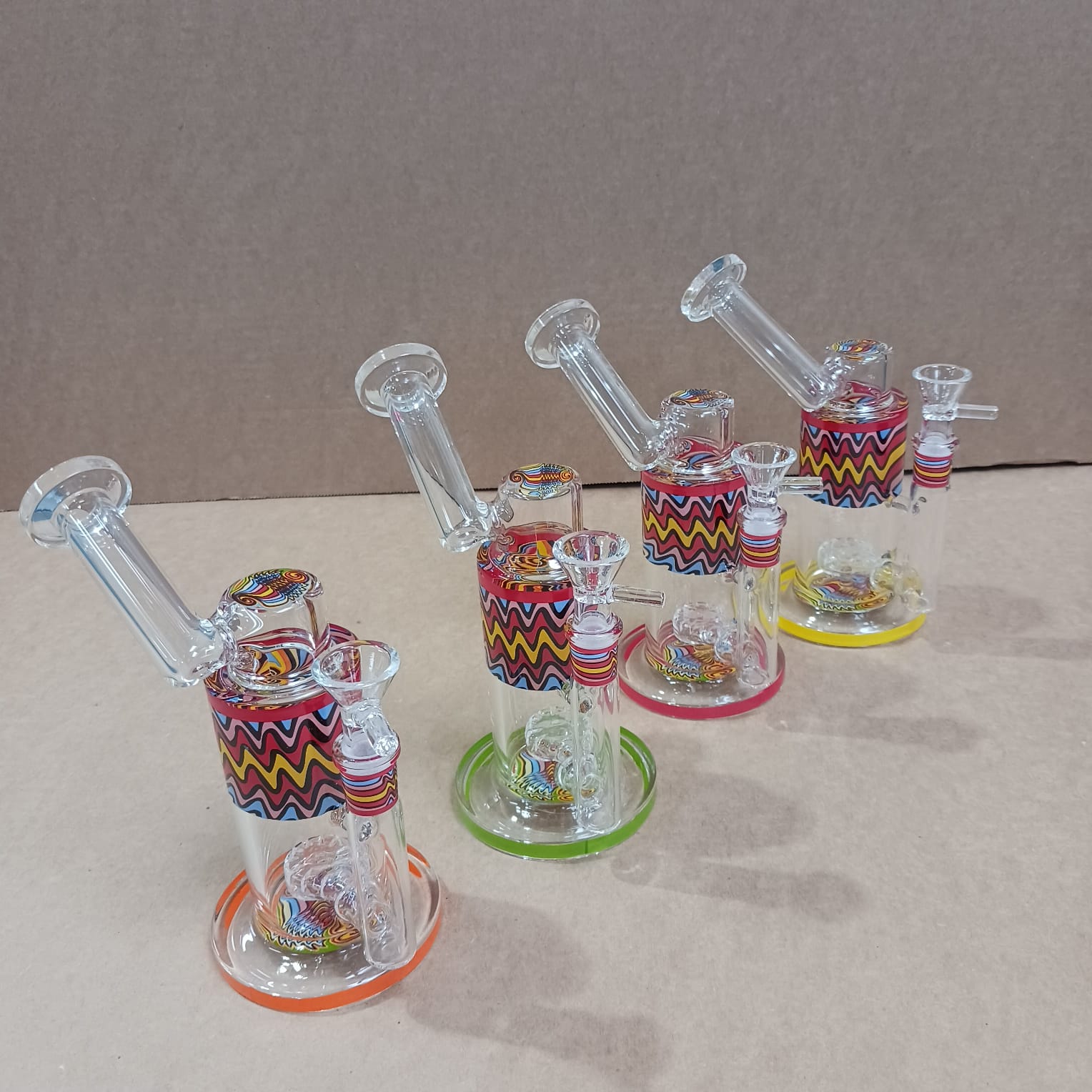 7'' Side Arm Zig Zag Color Water Pipe G-G