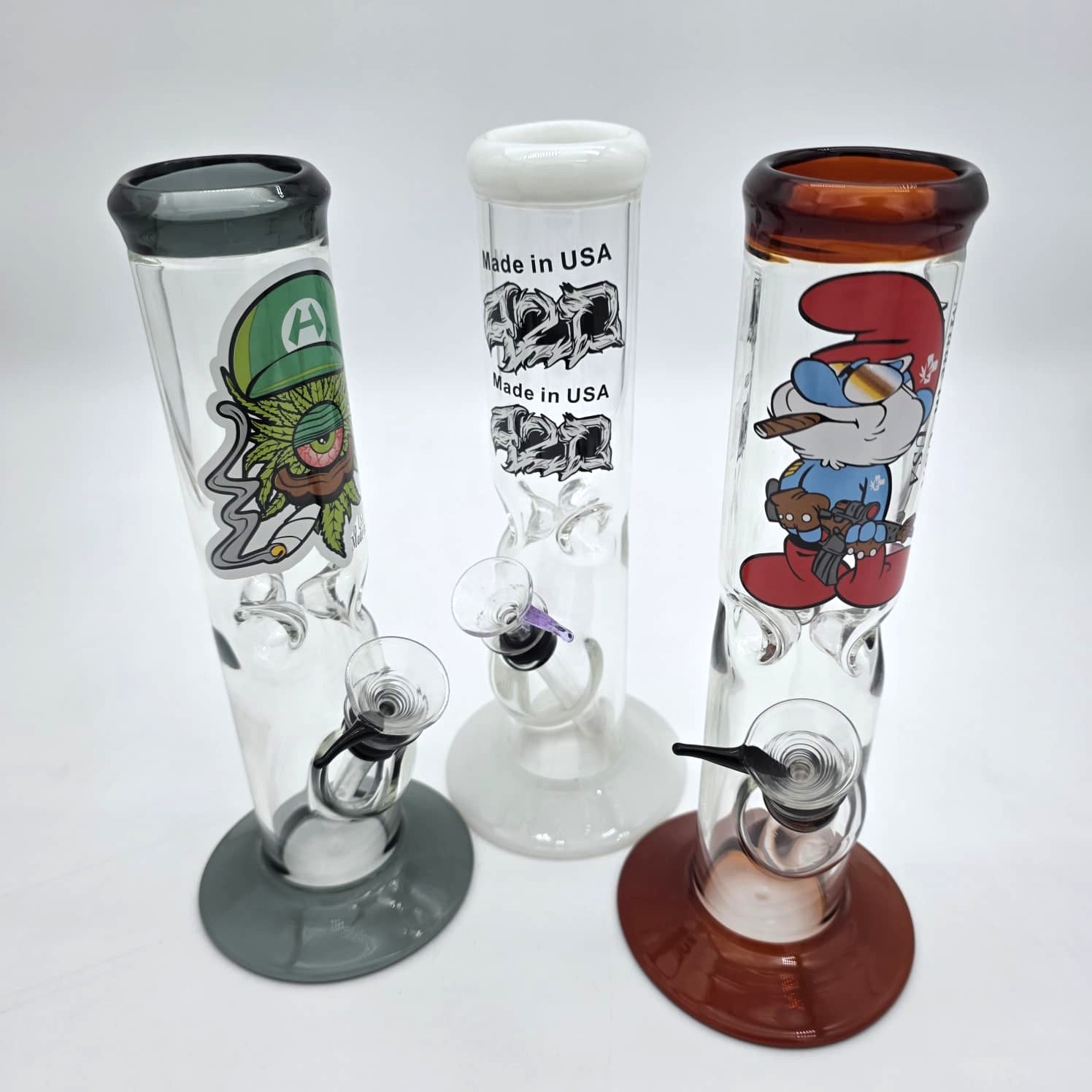 10'' Flat Bottom Tube Color Sticker Straight Water Pipe - Regular