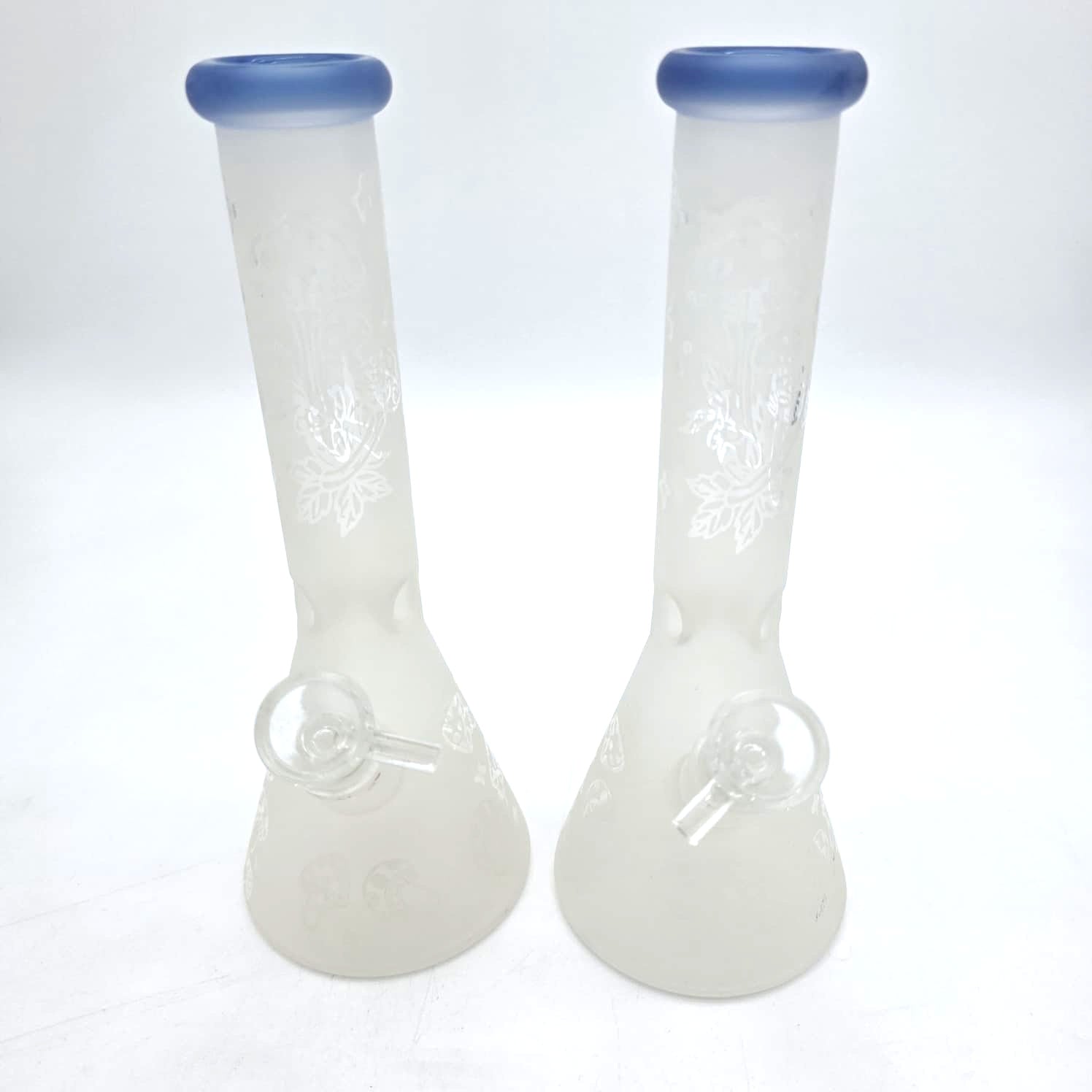 10''Frosted   Beaker Decal Mix Art Design Water Pipe With 14 MM Male Bowl Glass On Glass