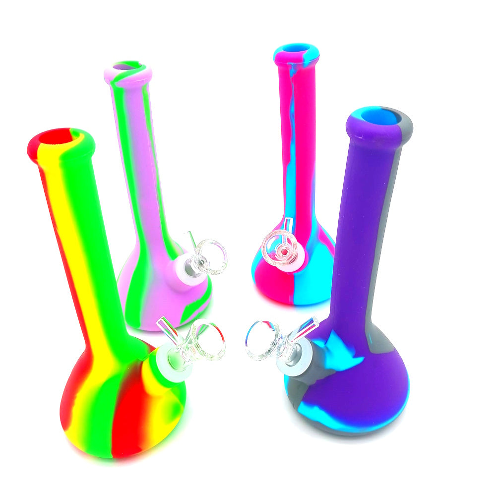 8" Silicon Beaker Multi Color Water Pipe with Bowl