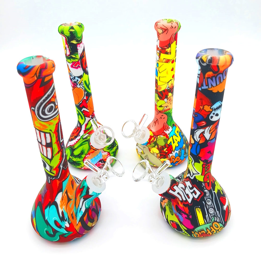 7" Silicon Beaker Multi Color Water Pipe with Bowl