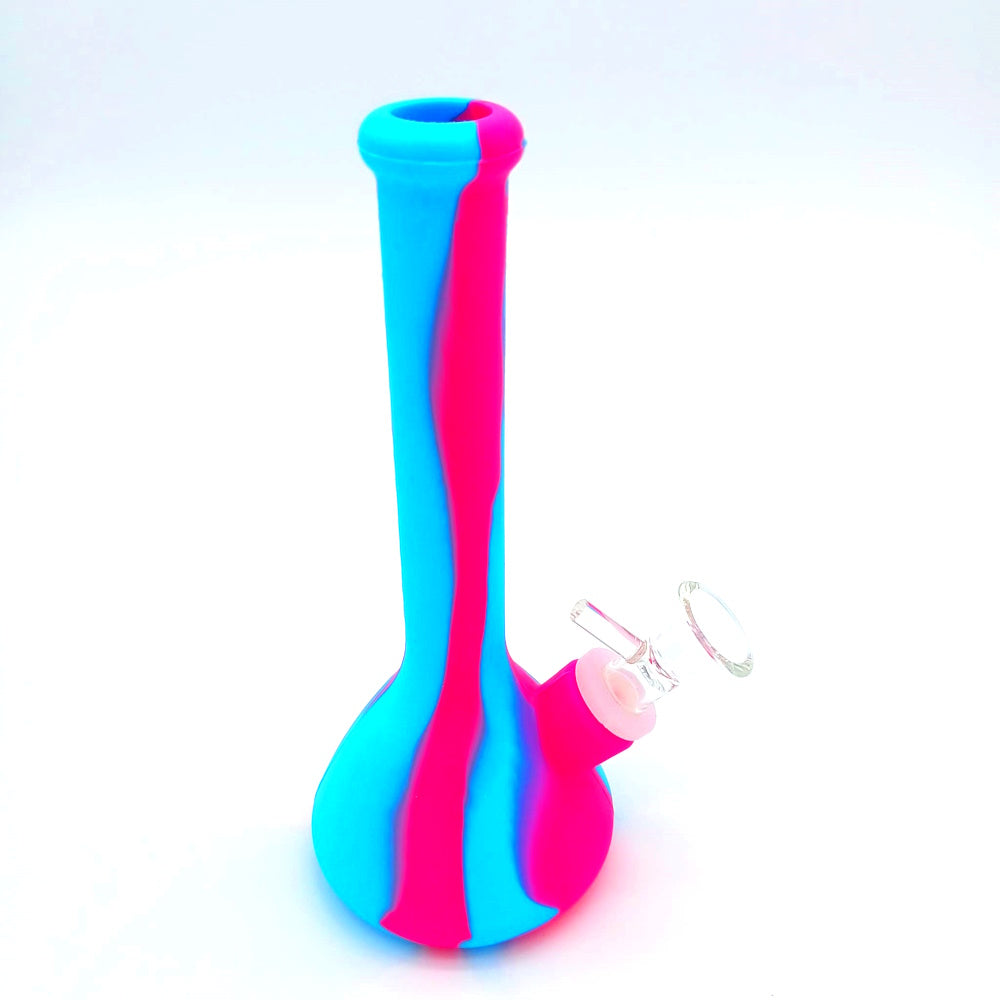 8" Silicon Beaker Multi Color Water Pipe with Bowl