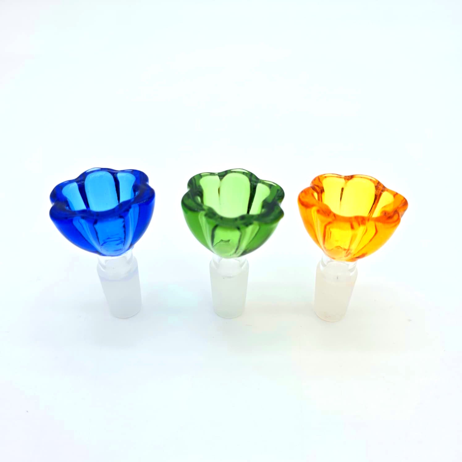 14MM Fancy Flower Design Glass Bowl 12 Pcs Pack