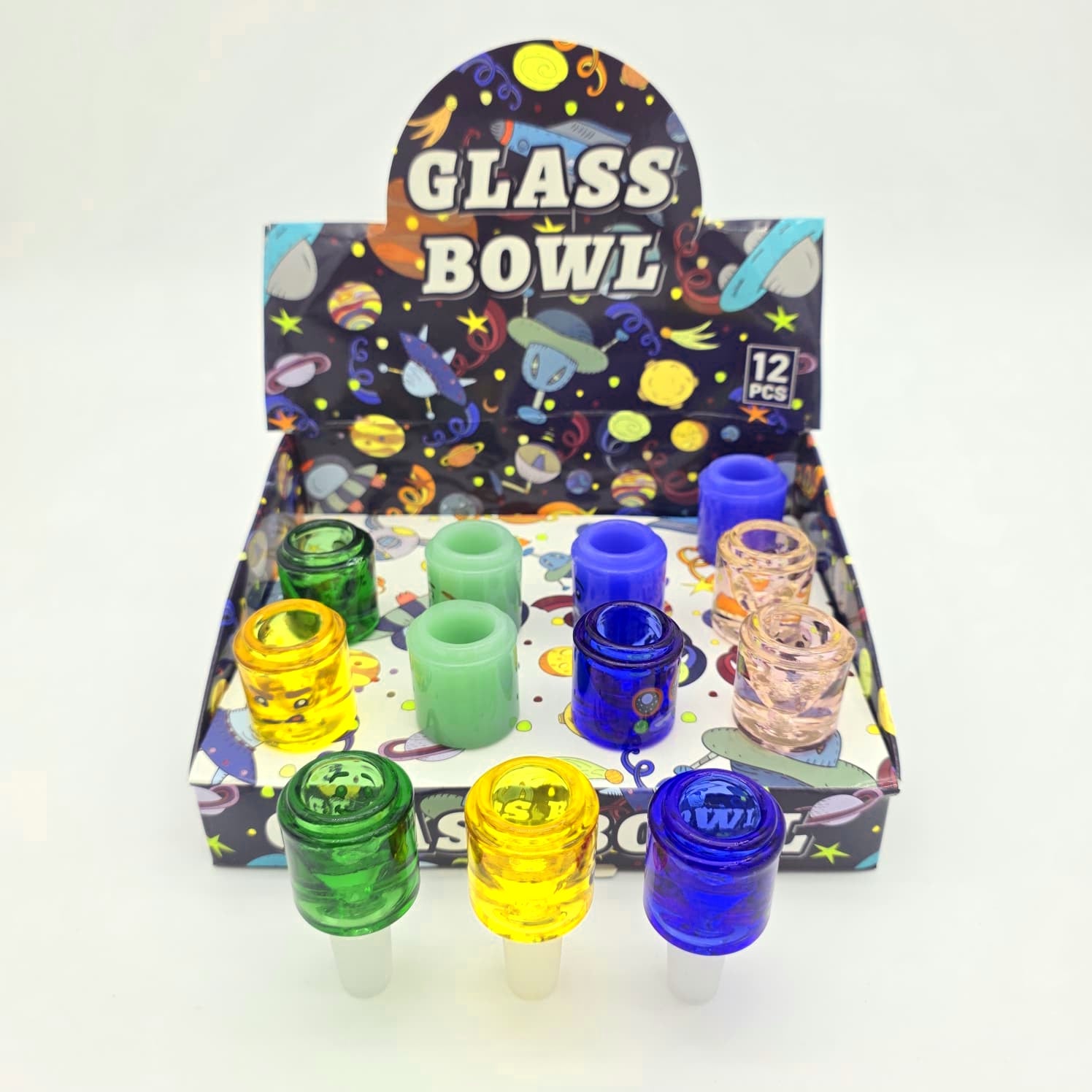 Funny Face Design Glass Bowl 14MM Male 12Pcs