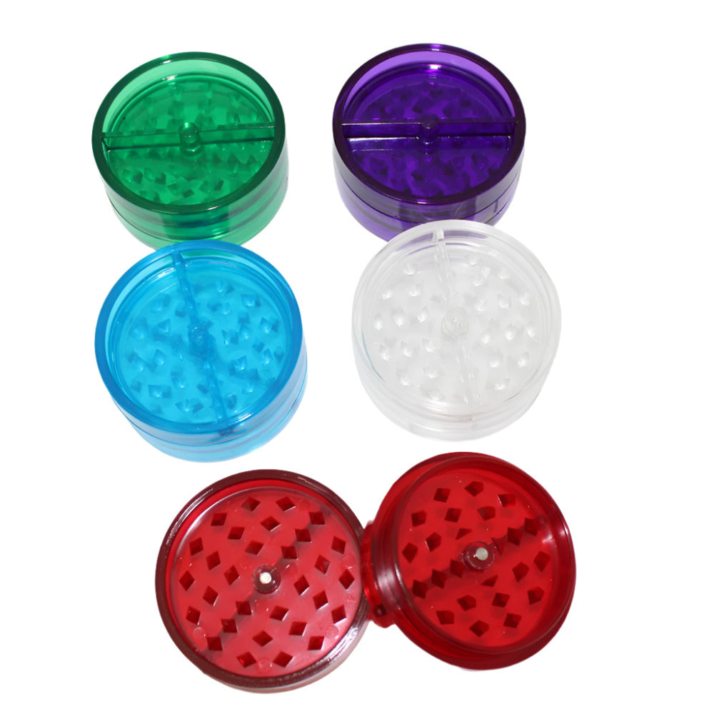 53mm acrylic grinder with magnetic closure, sharp grinding teeth, lightweight durable body, and smooth performance for herbs and spices.