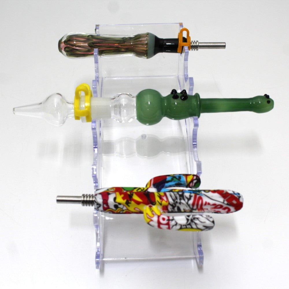 Acrylic straw kit display stand for 6 pcs sets designed for organized retail presentation and easy product access.