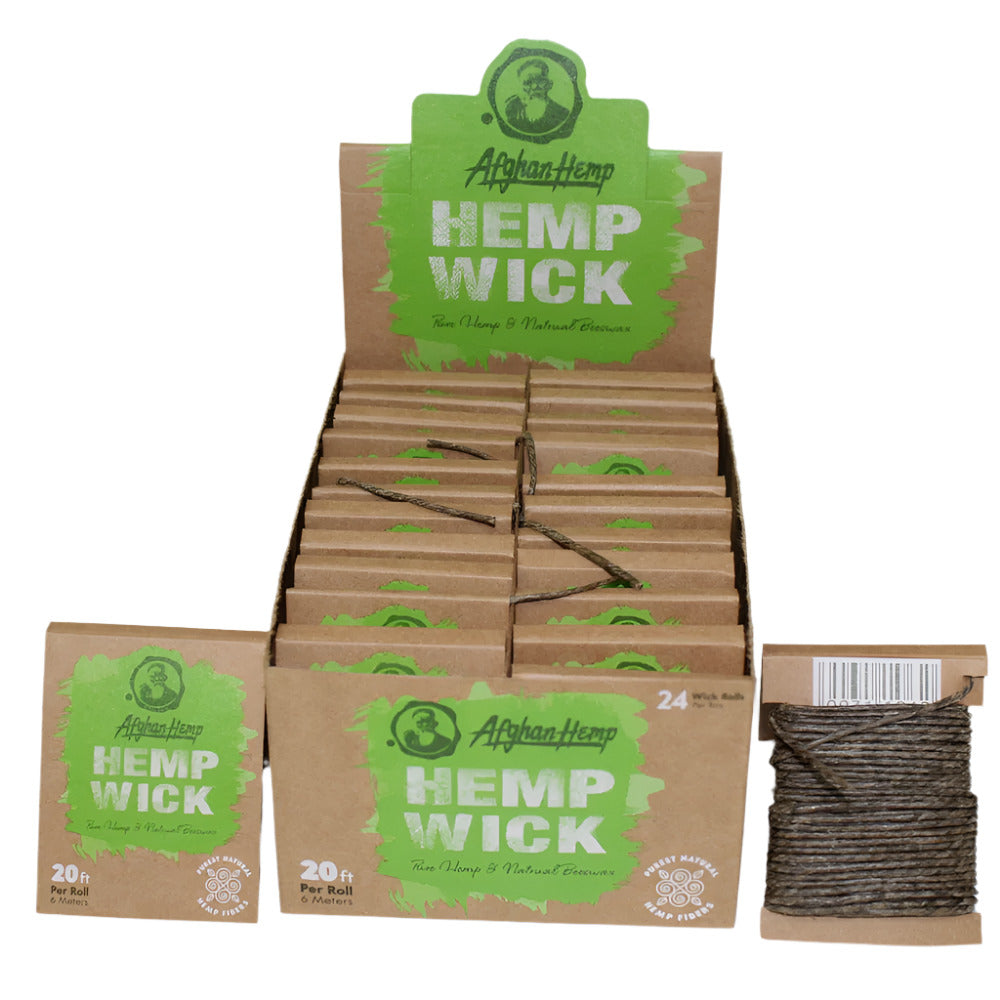 Afghan Hemp Wick 20 FT 6 Meters 24 Roll Per Pack Made from Natural Hemp Fiber for Clean Controlled Burning**