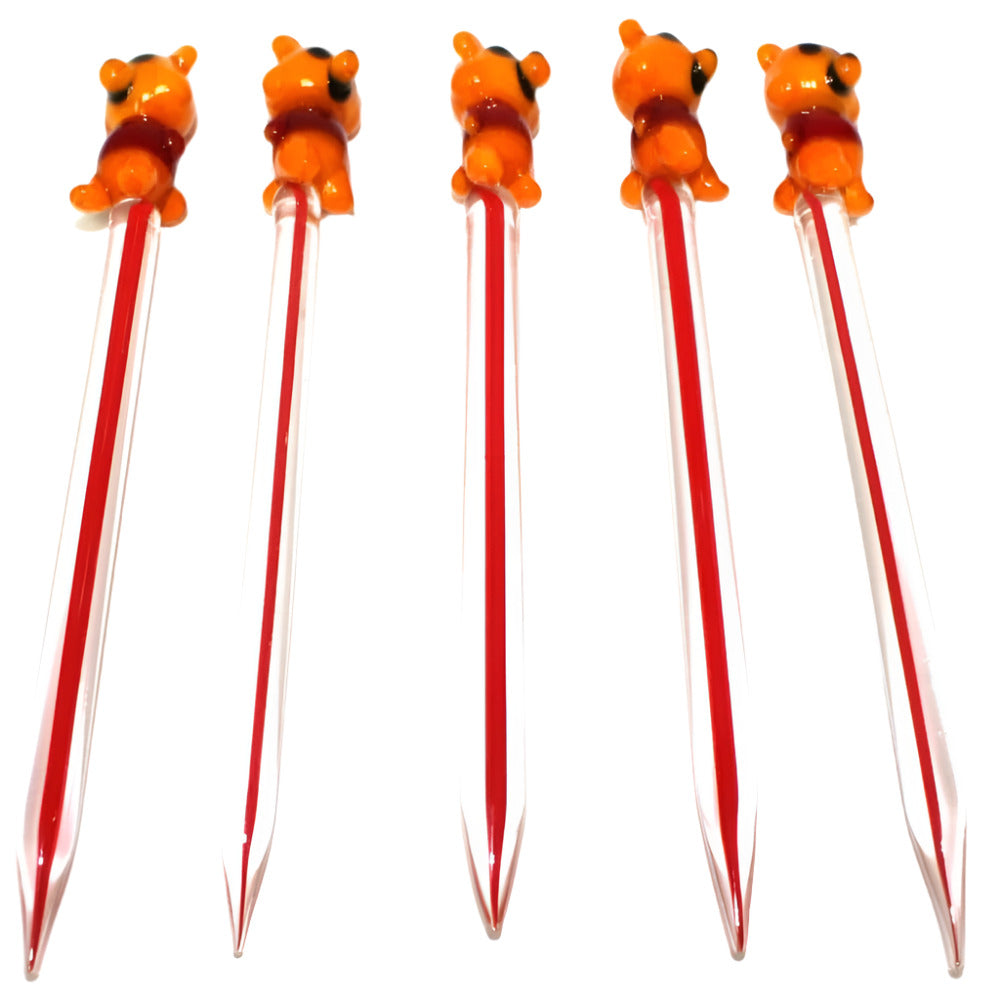 Animal art design glass dab tool made from durable heat resistant glass with creative artistic animal pattern compact stylish and easy for precise use
