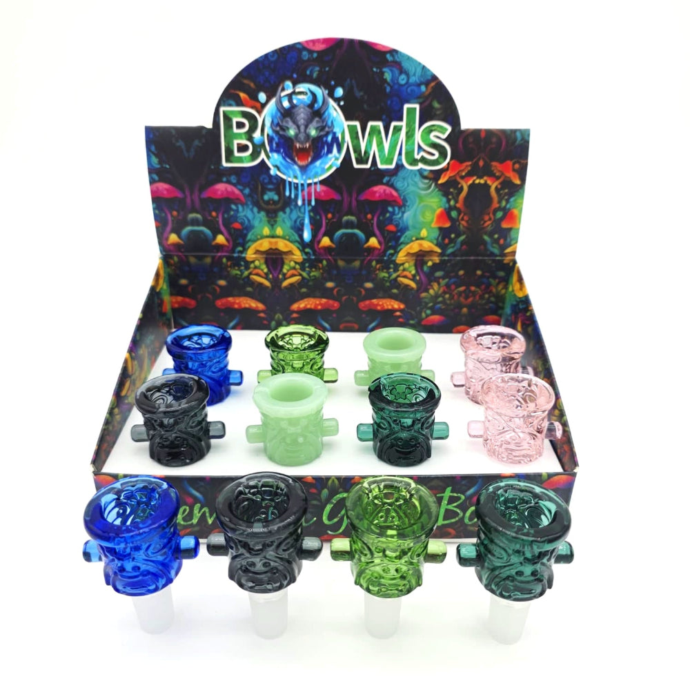Art Design Solid Color 14MM Male Glass Bowls 12 Per Pack for wholesale smoke shops