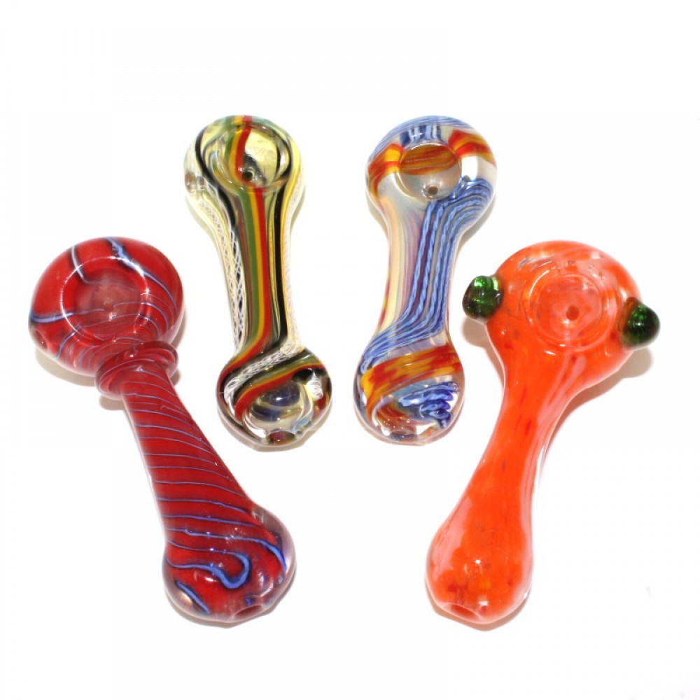 Assorted Color Heavy Duty Glass Hand Pipe 25 Piece Bundle featuring mixed designs, thick glass construction, and vibrant color variations.
