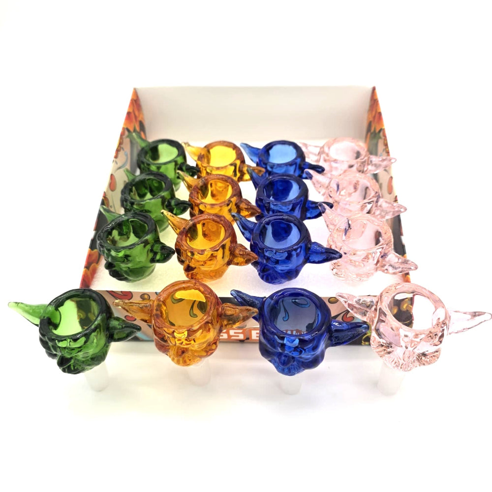 Assorted colors glass bowl piece with vibrant designs for smoking accessories