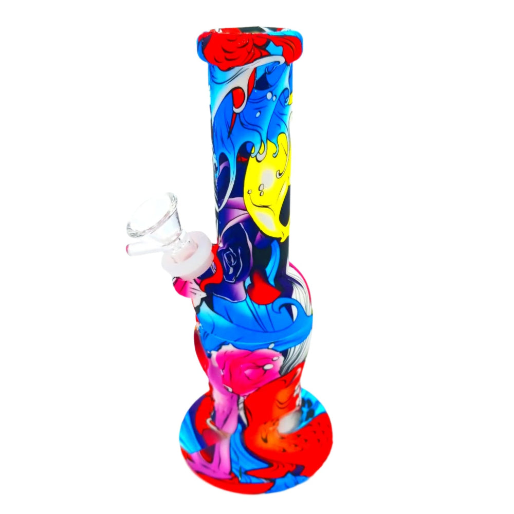 Assorted colors silicone skull design water pipe made from durable, flexible, and heat-resistant silicone for easy cleaning, portability, and smooth reliable use.