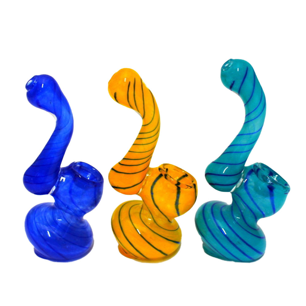 Assorted Swirl Color Mini Bubbler with handcrafted glass construction, colorful swirl detailing, and compact portable design.