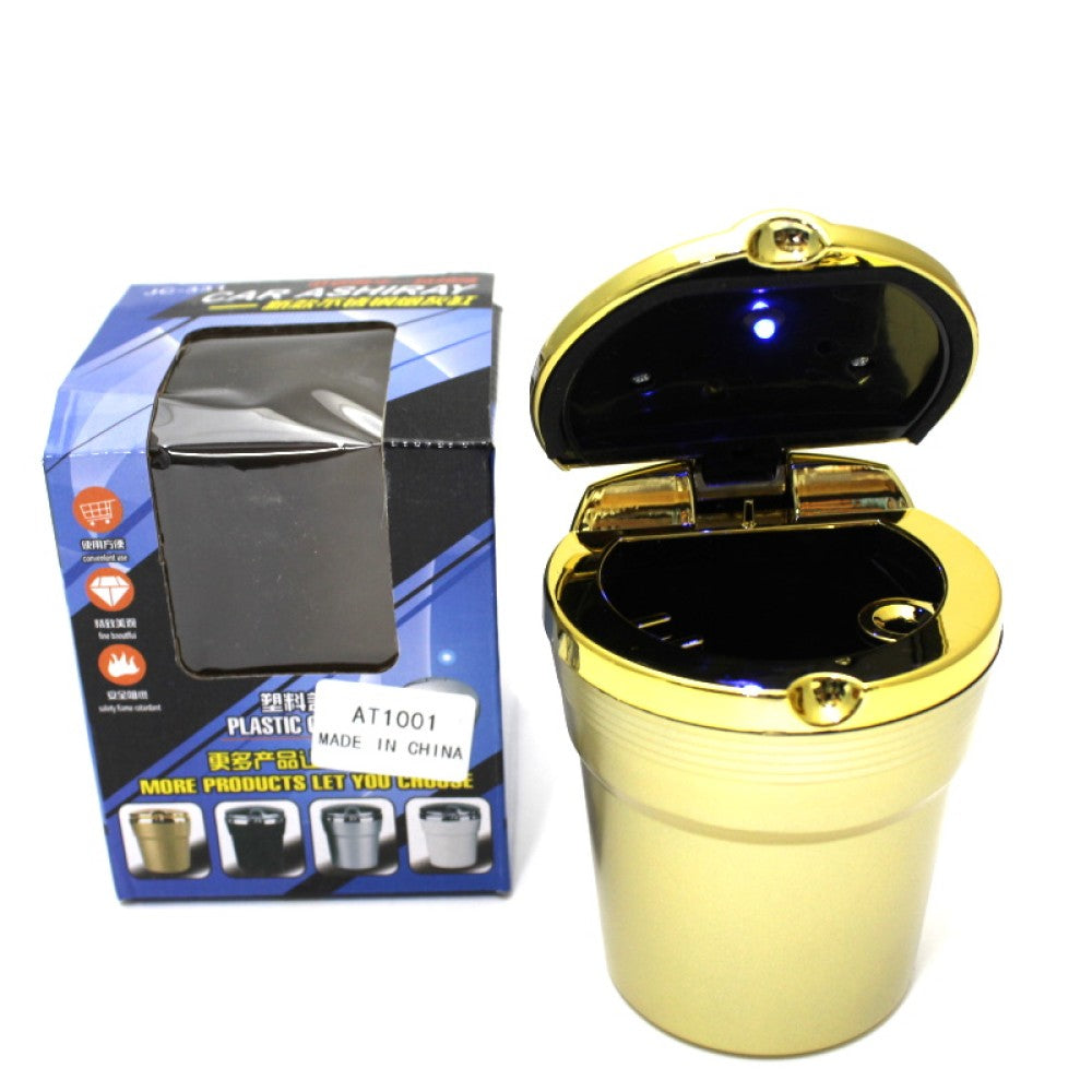 AT1001 compact car ashtray with light is designed to fit most car cup holders with a durable build.