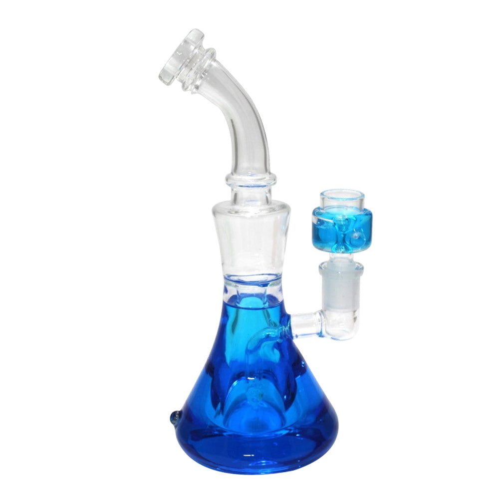 Beaker base liquid filled water pipe glass bong with decorative liquid chamber design durable glass construction for smooth filtration and unique visual effect