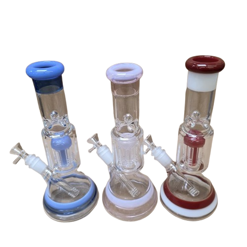 Beaker Base Water Pipe with tree percolator designed for smooth filtration, enhanced cooling, and durable glass structure for a cleaner smoking experience.