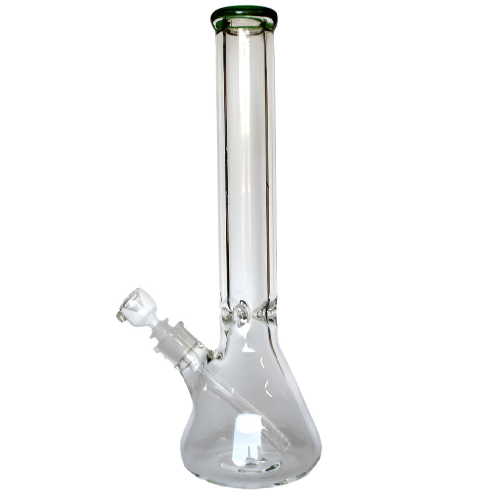 Beaker Clear Glass Water Pipe featuring durable transparent glass construction, classic beaker base design, and smooth filtration performance for clean airflow.
