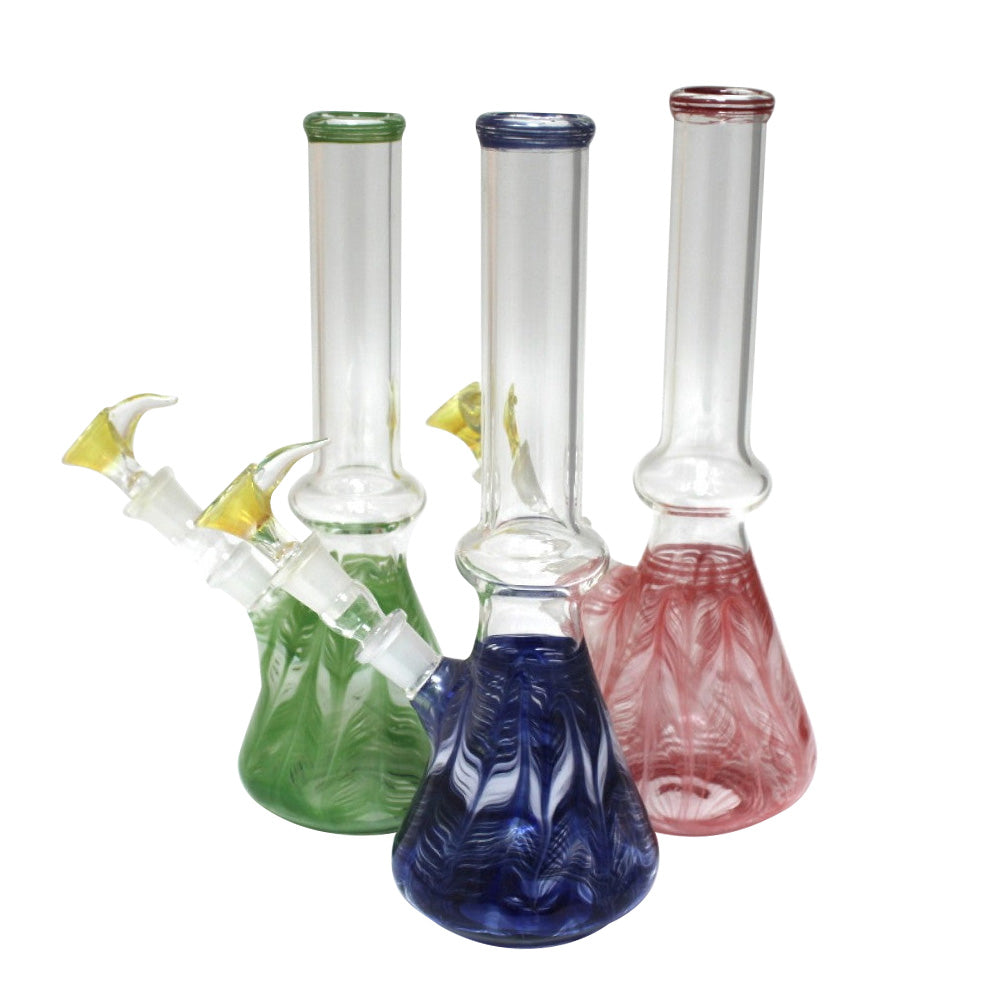 Beaker Art Color Water Pipe featuring vibrant artistic glass design, durable thick glass construction, and a stable beaker base for smooth use.