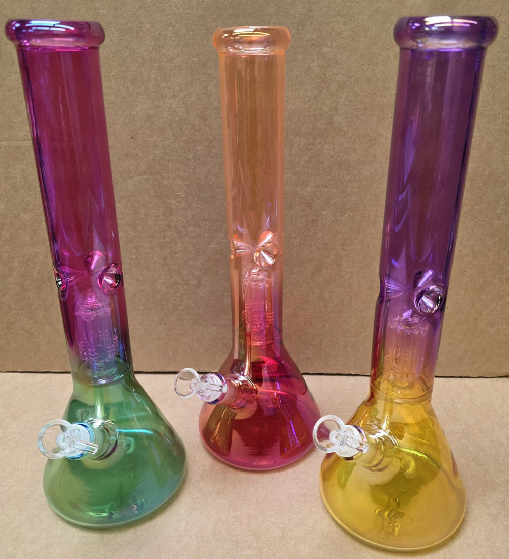 Durable beaker glass water pipe with color finish and mouth tube design for clean hits.