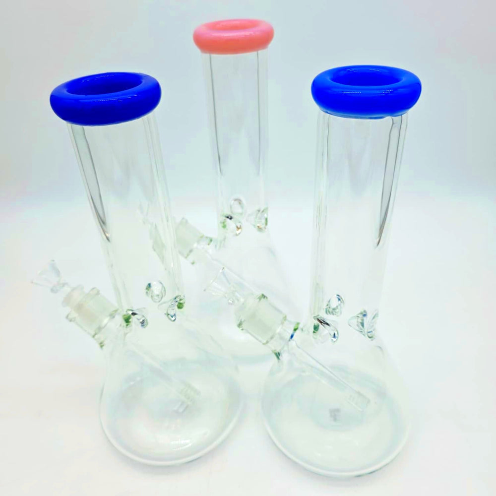 Beaker mouth tube colour water pipe glass bong with smooth water filtration system.