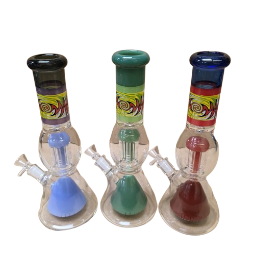 Beaker Tree Percolator Art Color Water Pipe featuring vibrant artistic design and tree percolator system for smooth filtration, cooling, and cleaner hits.