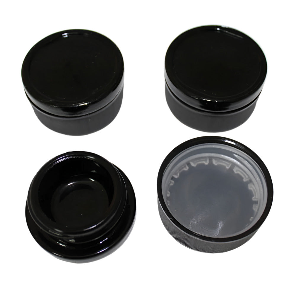Medium black color glass container with airtight lid, durable and stylish storage jar for secure organization of daily essentials.