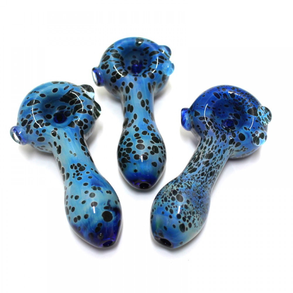 Blue Art Color Heavy Duty Glass Hand Pipe with durable glass construction, artistic blue color accents, and smooth airflow design