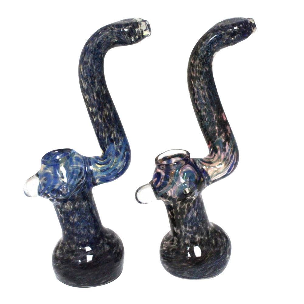Blue Purple Color Art Sherlock Style Heavy Duty Glass Bubbler Large Size with thick glass construction, vibrant artwork, and handcrafted detailing.
