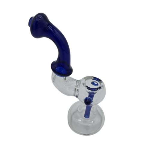 Premium sherlock style glass bubbler transparent body with blue tube heavy duty construction for comfortable handling